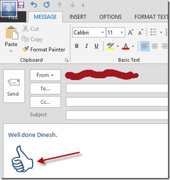 How to Insert Thumbs Up in Outlook 2013, 2010 Email